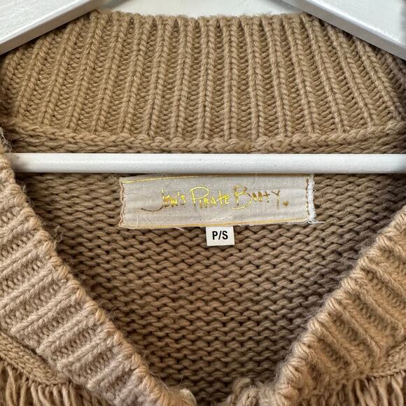 Jen's Pirate Booty Berber Fringe Cardigan Sweater Bomber Jacket Boho Small - Picture 5 of 8